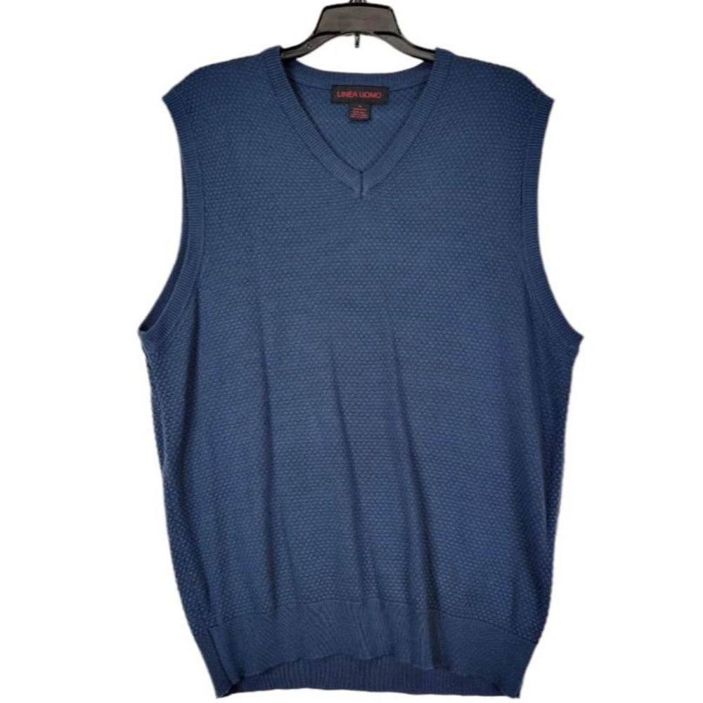 Linea Uomo Mens Navy blue Vest Sleeveless Sweater Size XL